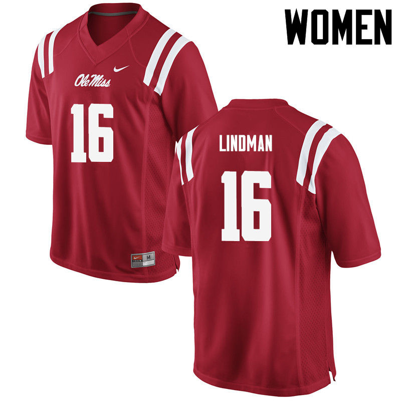 Graham Lindman Ole Miss Rebels NCAA Women's Red #16 Stitched Limited College Football Jersey KJO4758GM